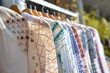 Embroidered peasant blouses, known as romanian traditional blouses
