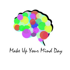 Make Up Your Mind Day. 31 Dec. Colorful Human brain icon. Concept of the thinking process, brainstorming, good idea, brain activity, insight. Creative People line vector icon illustration design web