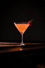 alcoholic beverage prepared in a glass with ice