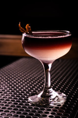 alcoholic beverage prepared in a glass with ice