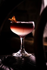 alcoholic beverage prepared in a glass with ice