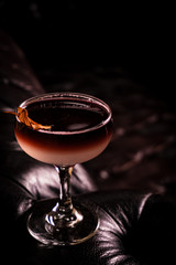 alcoholic beverage prepared in a glass with ice