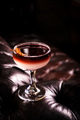 alcoholic beverage prepared in a glass with ice