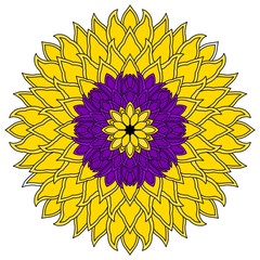 gold and purple flower mandala design