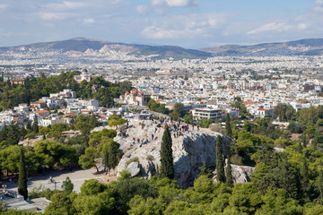 Obraz premium Beautiful aerial panorama of the Athens city in Greece. 