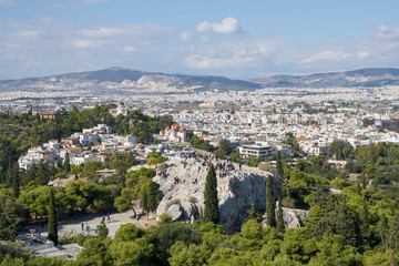 Fototapeta na wymiar Beautiful aerial panorama of the Athens city in Greece. 