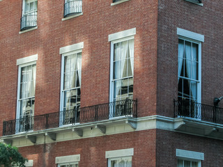 Naklejka premium New York street view with modern and old historic buildings