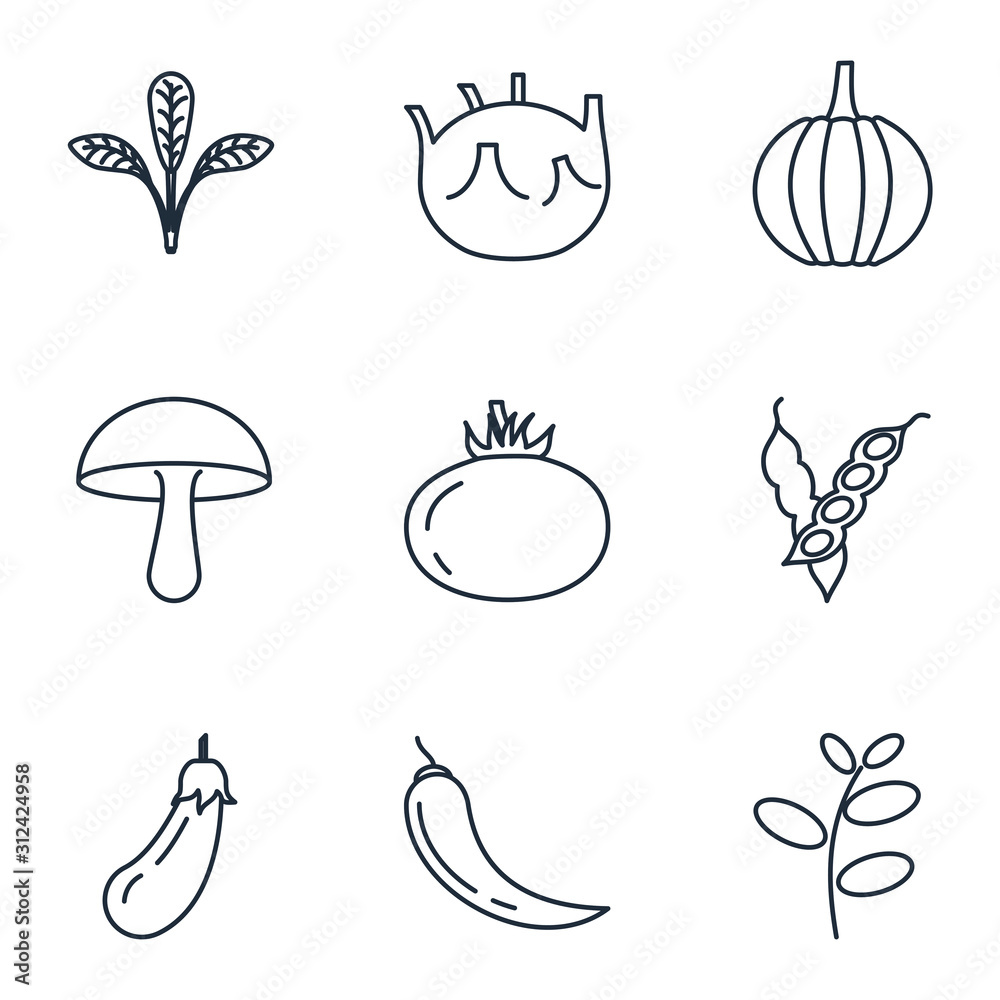 Poster vegetarian set icon template color editable. vegetable pack symbol vector sign isolated on white bac