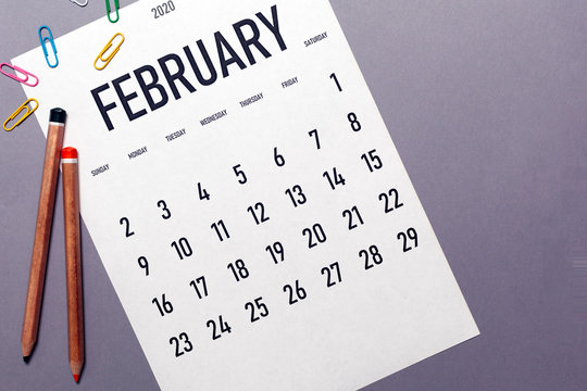February 2020 simple calendar