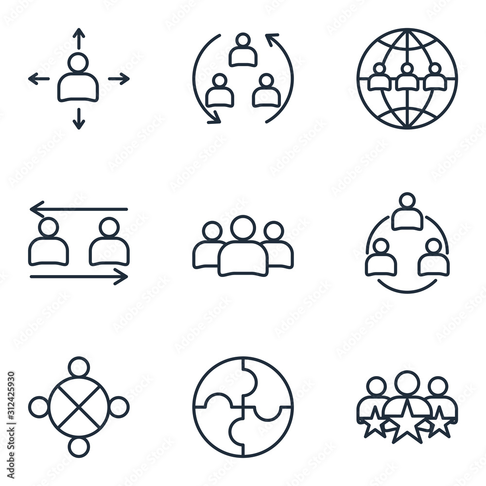 Aufkleber Management Team Set icon template color editable. Startup and Teamwork pack symbol vector sign isolated on white background illustration for graphic and web design.
