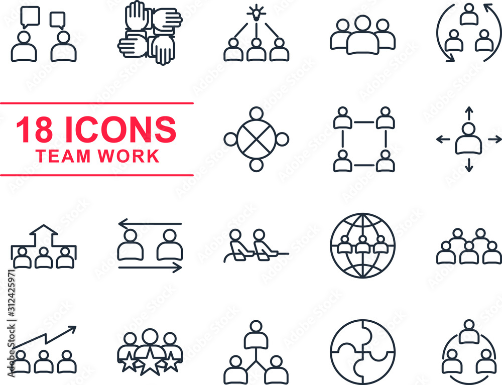 Poster Management Team Set icon template color editable. Startup and Teamwork pack symbol vector sign isolated on white background illustration for graphic and web design.