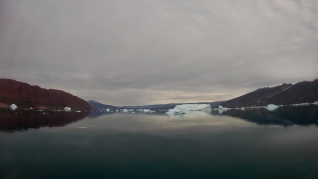 Timelapse made from expedition ship in Grenland. Ice navigation.