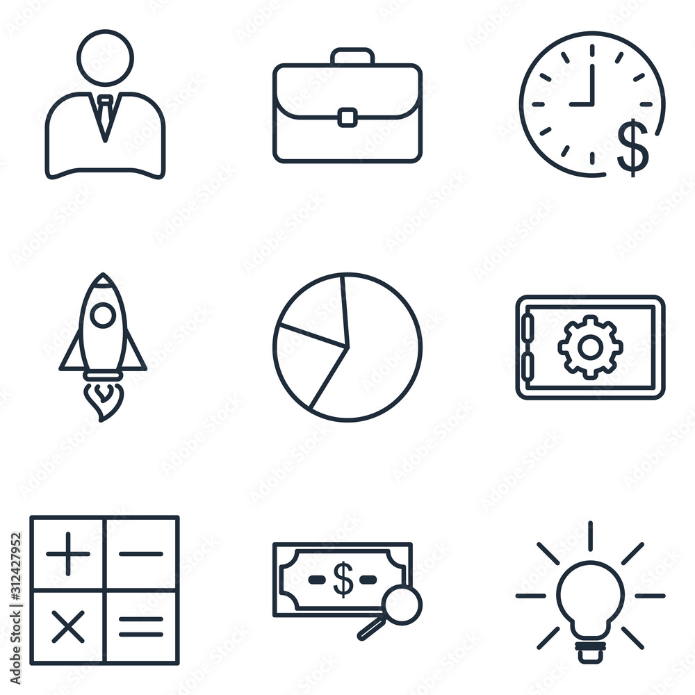 Poster business and finance set icon template color editable. business and finance pack symbol vector sign 