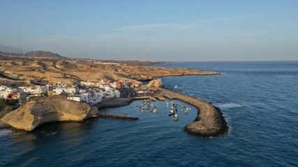 Fototapeta premium Famous fresh fish restaurants in Tajao, Tenerife South.