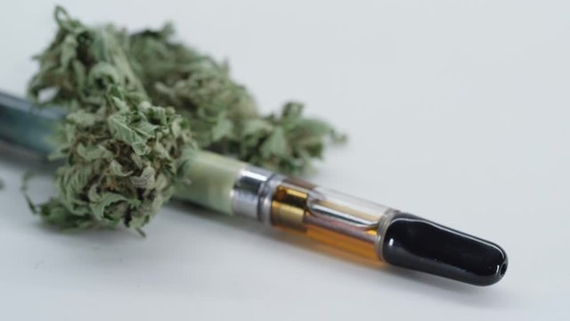 Medicinal marijuana used for cannabis vaping isolated on white background