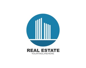 real estate modern city building vector template
