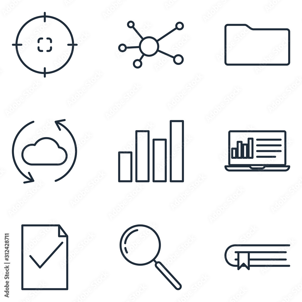 Aufkleber Data analysis Set icon template color editable. statistics pack symbol vector sign isolated on white background illustration for graphic and web design.