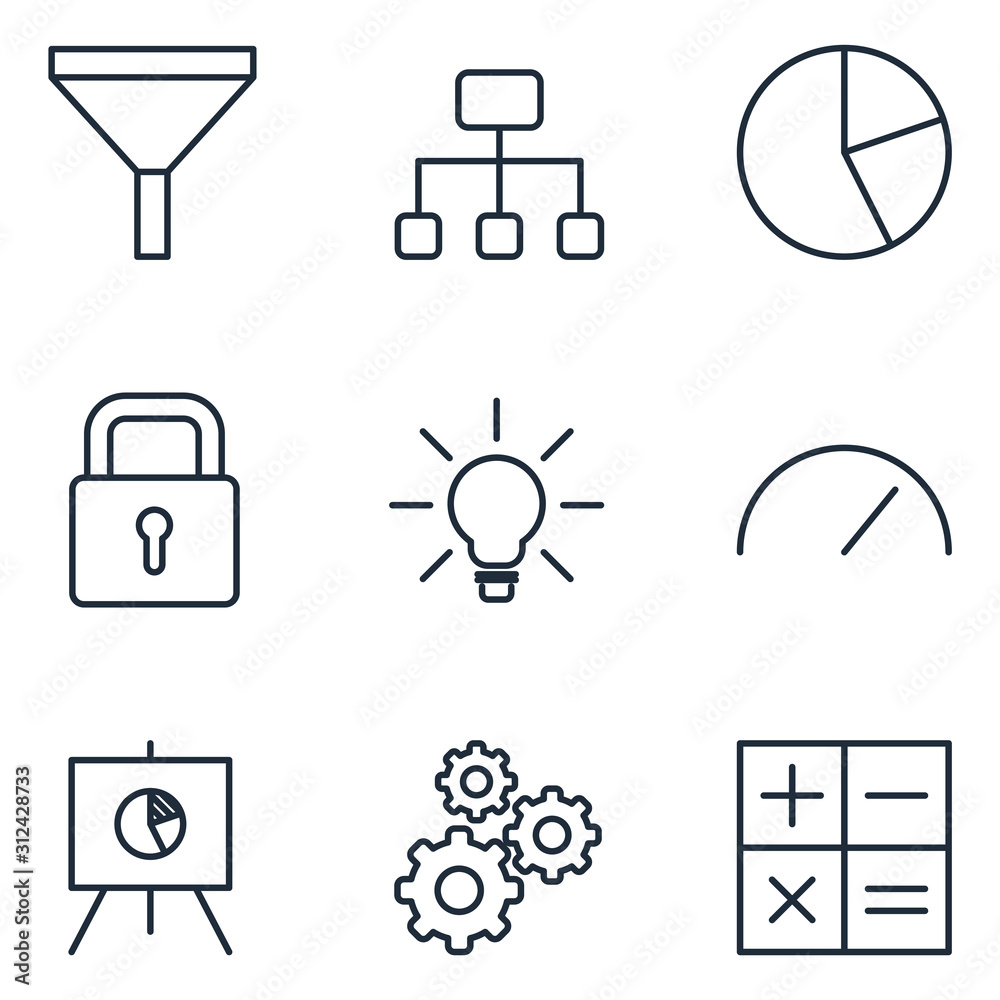 Poster Data analysis Set icon template color editable. statistics pack symbol vector sign isolated on white background illustration for graphic and web design.