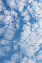 Obraz premium White clouds in the blue sky. Background. Texture. Vertical format