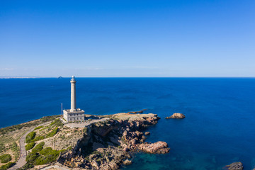 Fototapeta premium aerial view of Palos Cape lighthouse, Spain