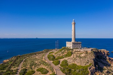 aerial view of Palos Cape lighthouse, Spain