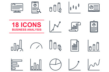financial and graph Set icon template color editable. statistics, analytics pack symbol vector sign isolated on white background illustration for graphic and web design.