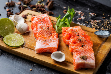Raw salmon fish