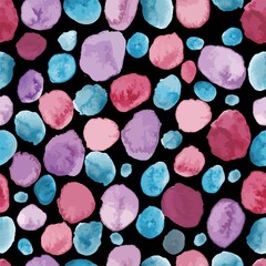 Colorful seamless vector pattern with watercolor dots editable and separable
