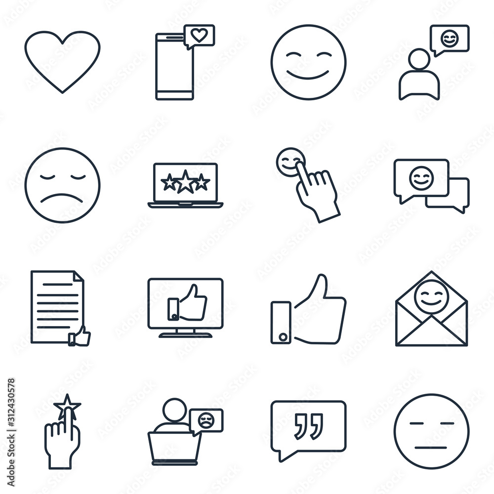 Leinwandbilder Feedback Set icon template color editable. rating pack symbol vector sign isolated on white background illustration for graphic and web design.