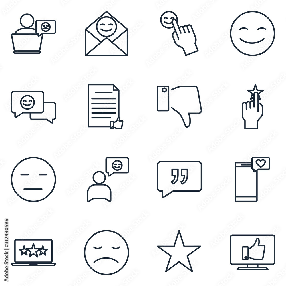 Aufkleber feedback set icon template color editable. rating pack symbol vector sign isolated on white backgrou