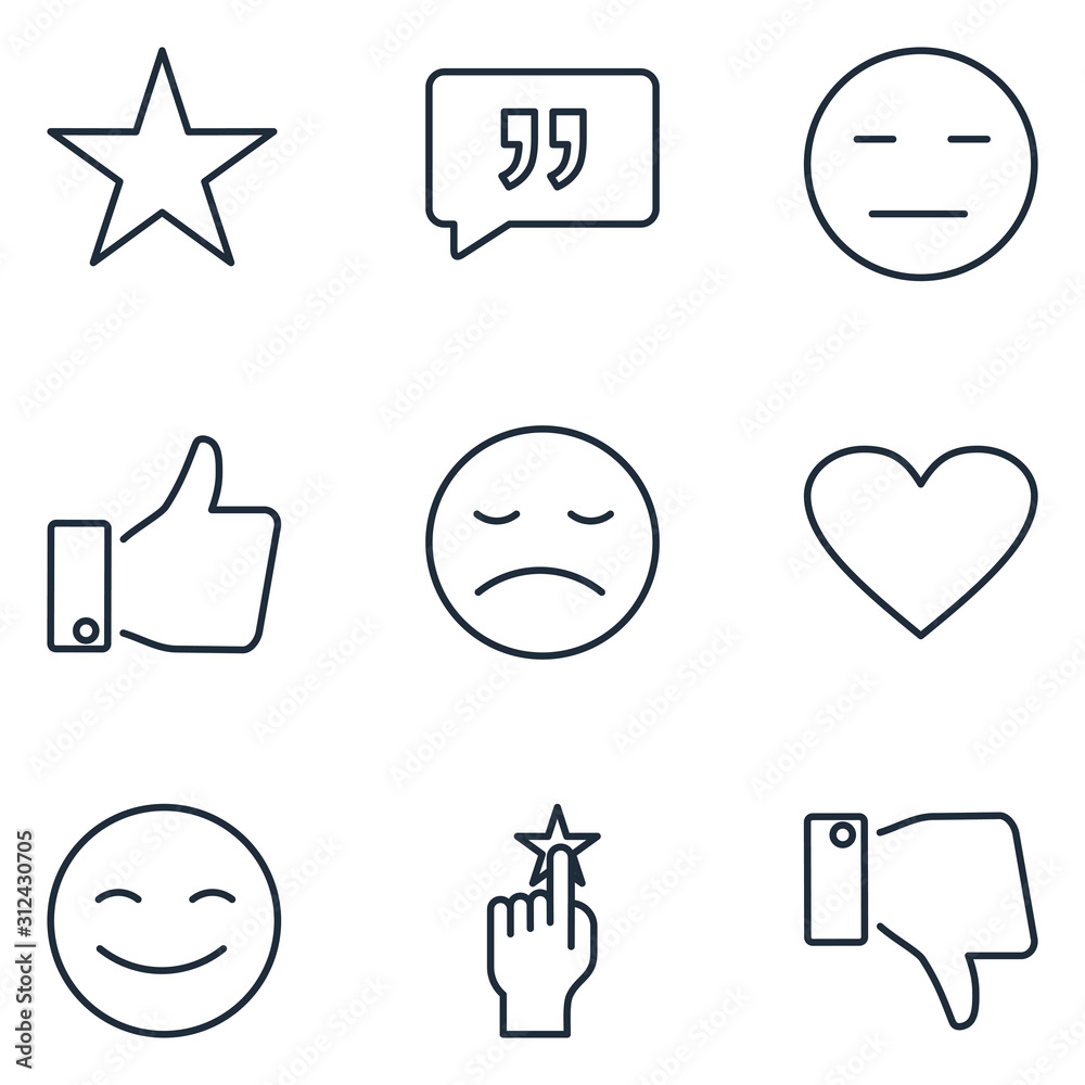 Leinwandbilder Feedback Set icon template color editable. rating pack symbol vector sign isolated on white background illustration for graphic and web design.