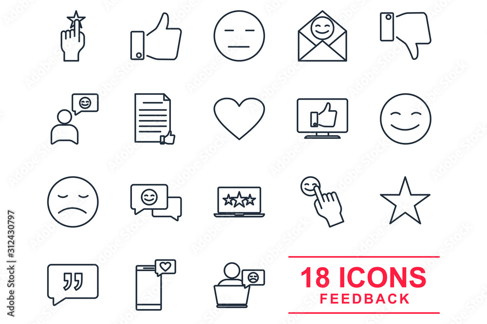 Fototapete Feedback Set icon template color editable. rating pack symbol vector sign isolated on white background illustration for graphic and web design.