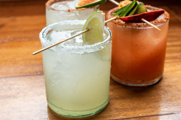 Assorted Margarita cocktails (lime, strawberry, cucumber)