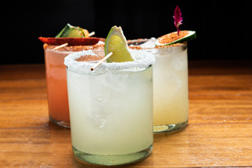 Assorted Margarita cocktails (lime, strawberry, cucumber)