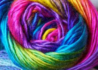 Closeup of Bright Pastel Skein of Yarn