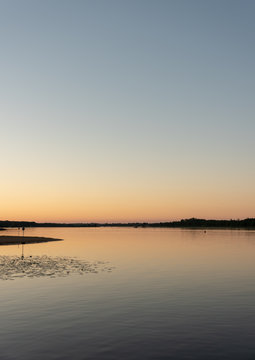 Scenic sunset at Zegrze lake, Serock, Poland. 