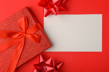 Valentine day, February 14.Gifts and white blank card for design, layout for congratulations