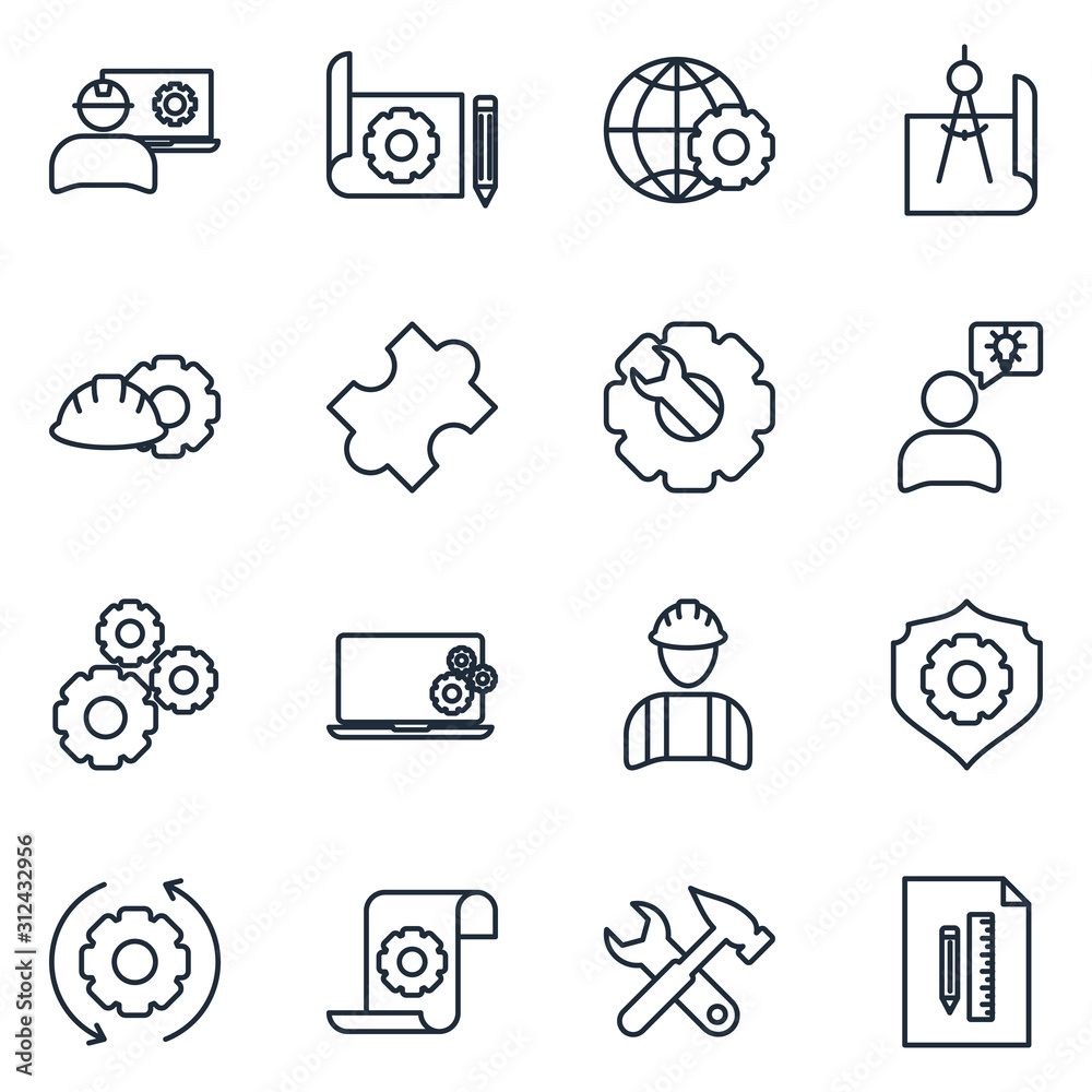 Aufkleber seo set icon template color editable. enginering pack symbol vector sign isolated on white backgroun