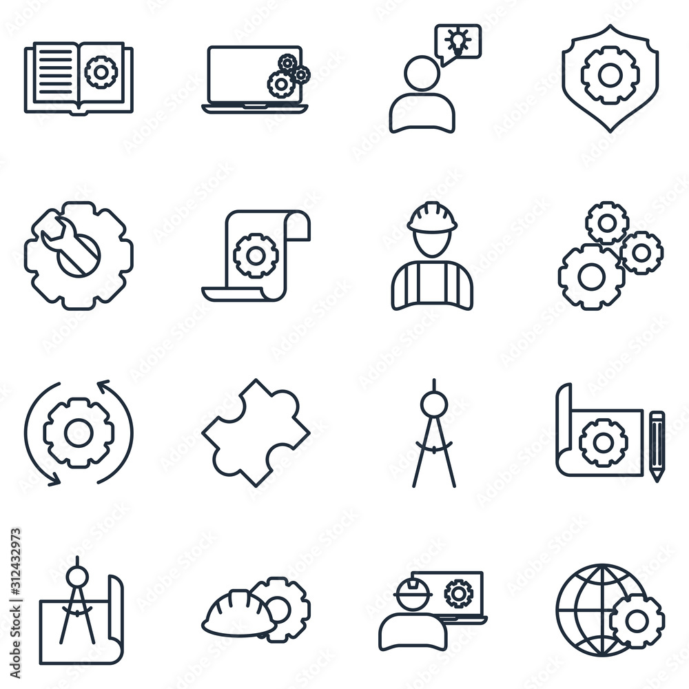 Aufkleber seo set icon template color editable. enginering pack symbol vector sign isolated on white backgroun