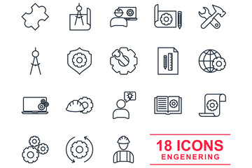 SEO Set icon template color editable. Enginering pack symbol vector sign isolated on white background illustration for graphic and web design.