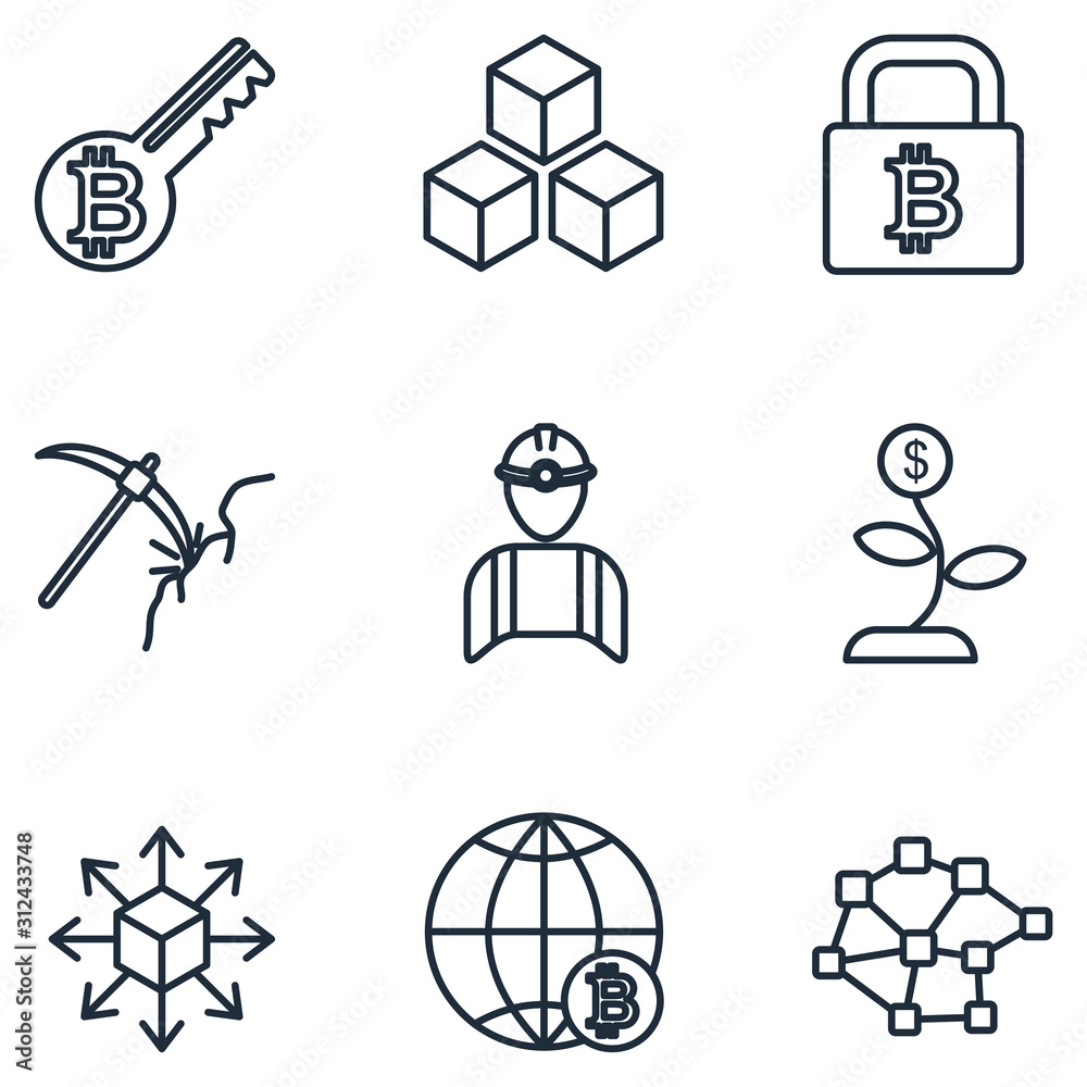Aufkleber blockchain set icon template color editable. blockchain cryptocurrency pack symbol vector sign isola