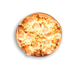 seafood pizza isolated on white background, this has clipping path.