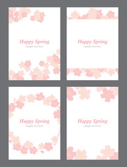 桜　春　背景　カード　イラストセット