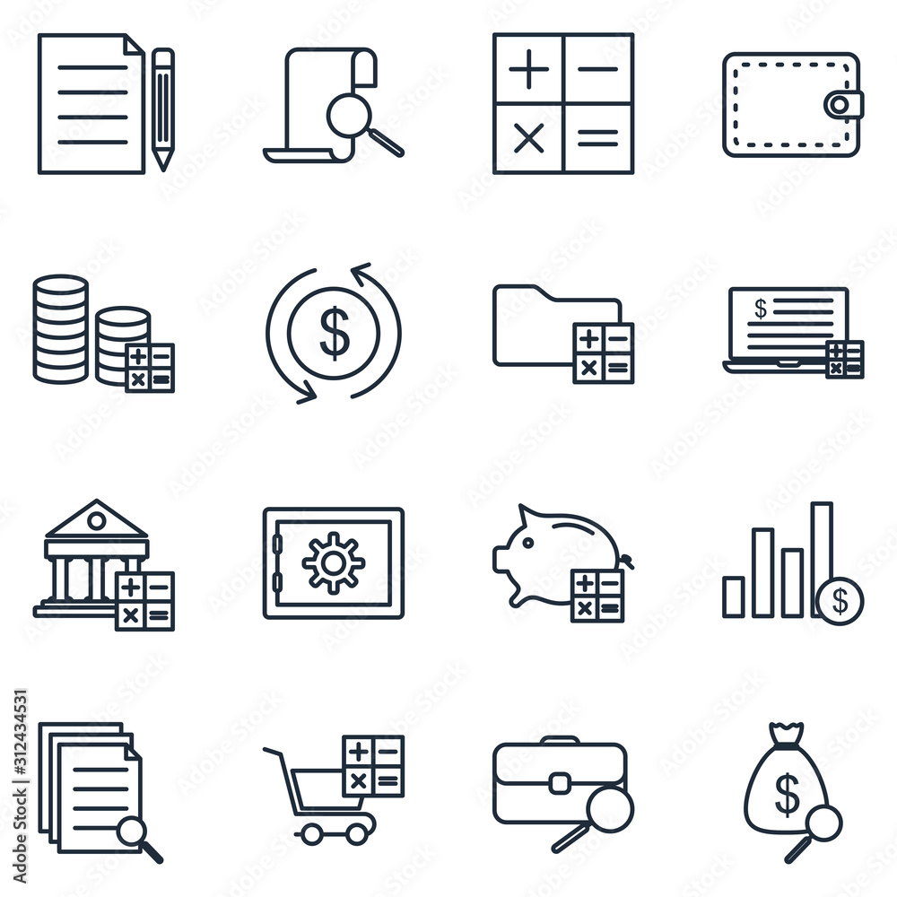 Aufkleber accounting set icon template color editable. accounting finance pack symbol vector sign isolated on 