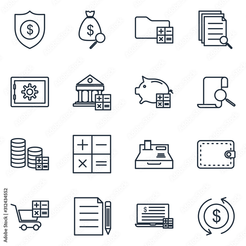 Aufkleber accounting set icon template color editable. accounting finance pack symbol vector sign isolated on 