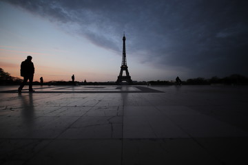 Sunrise in the Eiffel tower, Paris, France