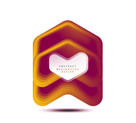 Vector arrow geometric banner created with blend color shapes effects. Trendy simple button, icon or business branding logo template, minimal style. Illustration For Wallpaper, Banner, Background