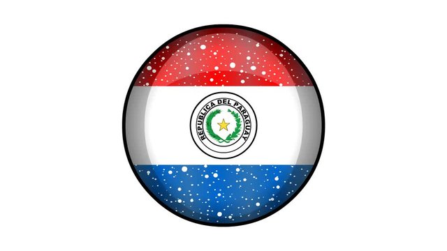 Animated Paraguay flag cartoon illustration with glitter animation