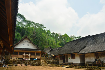 Fototapeta na wymiar an ethnic wooden house in Tasikmalaya, West Java, Indonesia