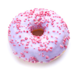 Tasty donut on white background